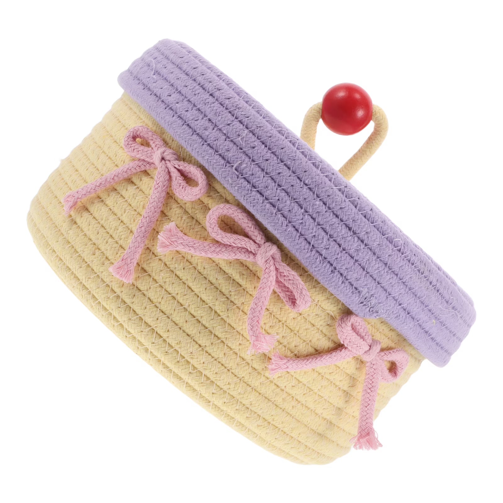 Woven Cotton Rope Basket With Lid Jewelry Storage Box Cute Basket Cotton Rope Basket Storage Woven Basket Woven Rope Basket Bathroom Basket Organizer – Secure Lid Design with Functional, Easy-Use Details