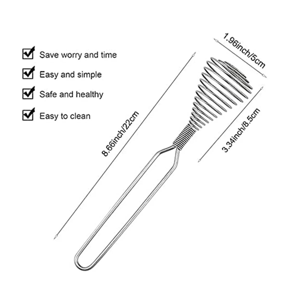 Stainless Steel Spring Coil Whisk Wire Whip-Cream Egg Beater -Cream Hand Mixer Kitchen Tool Accessories for Mixing – Durable Stainless Steel Construction with Functional, Easy-Use Details