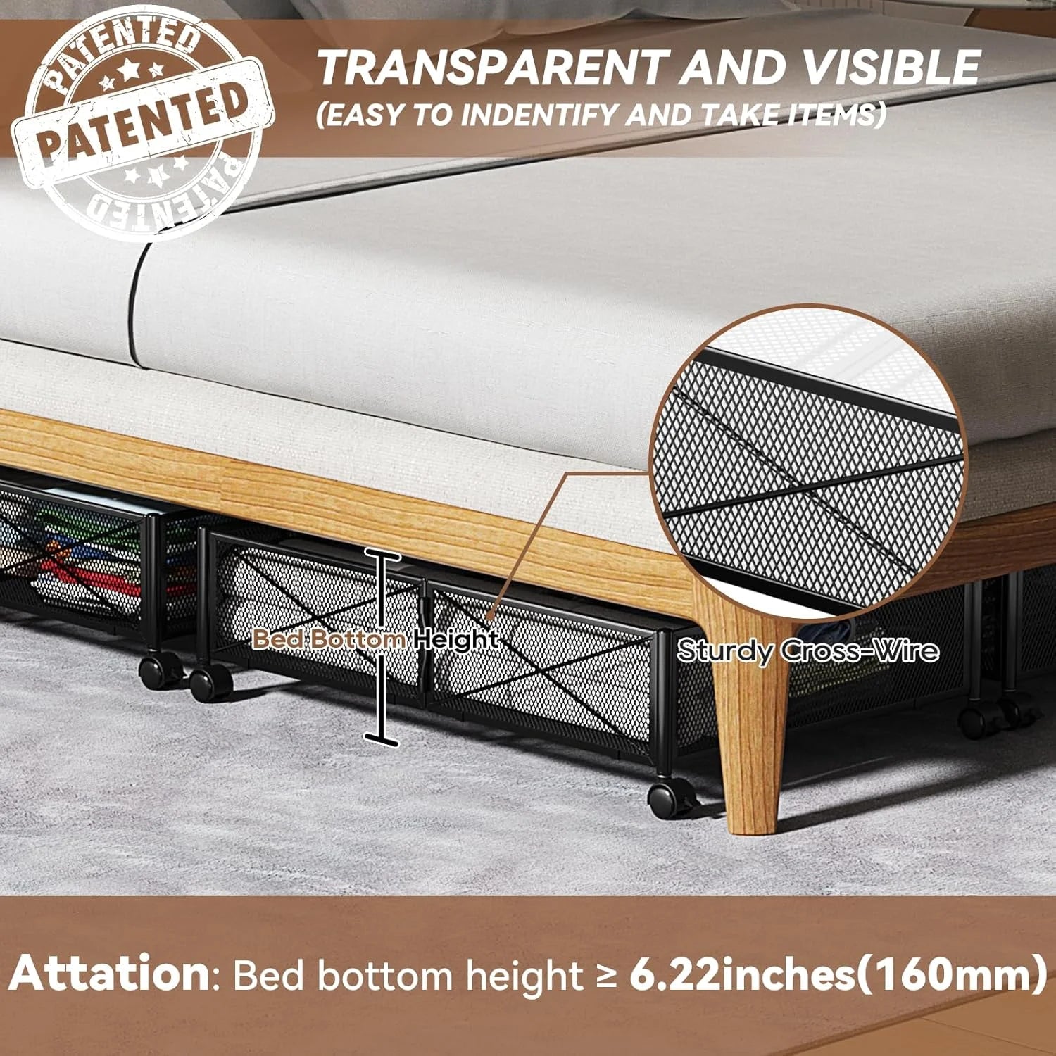 Under Bed Storage Containers with Wheels - Shoe Storage Organizer Drawer Tool-free Assembly Metal Underbed Storage for Bedroom Clothes Shoes Blankets - 2Pack – Everyday Household Format with Functional, Easy-Use Details