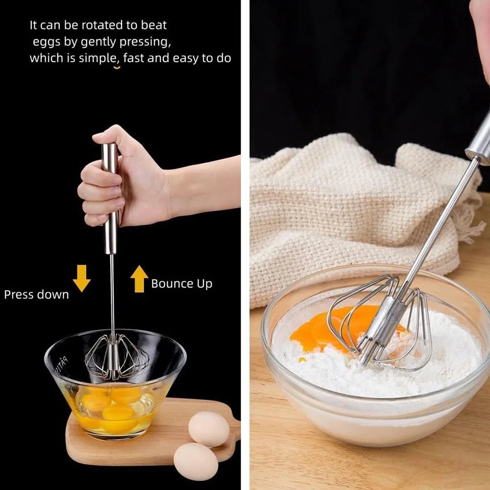 Egg Whisk,2 Pack Stainless Steel Home Kitchen Tool Hand Easy Whisk Egg Beater Manual Mixer Blender for Whisking Beating & Stirring. – Durable Stainless Steel Construction with Functional, Easy-Use Details