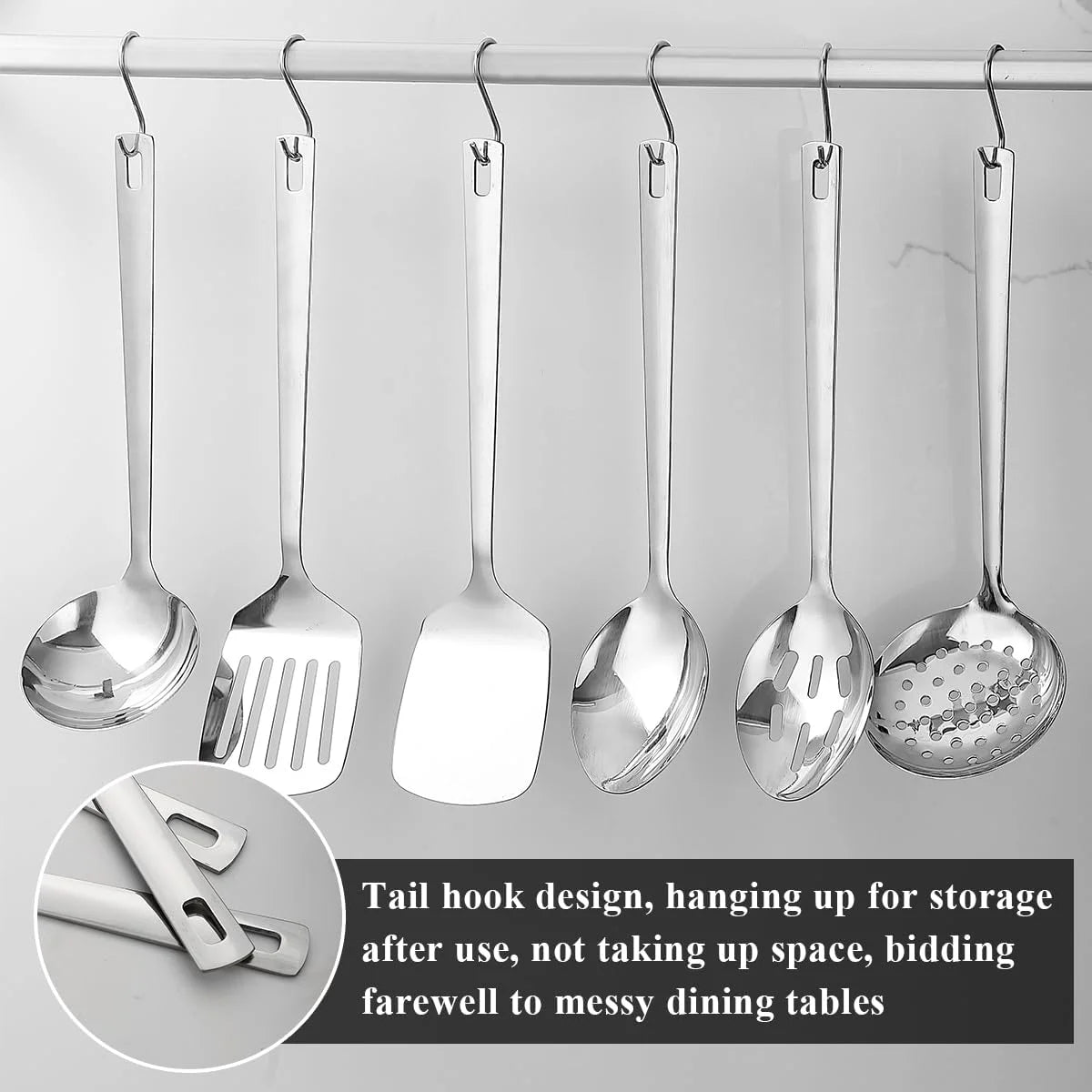 Kitchen Utensils Set 6pcs Stainless Steel Cooking Utensils Set Kitchen Tools Spatulas Set Home Essentials Kitchen Gadgets Accessories – Durable Stainless Steel Construction with Functional, Easy-Use Details