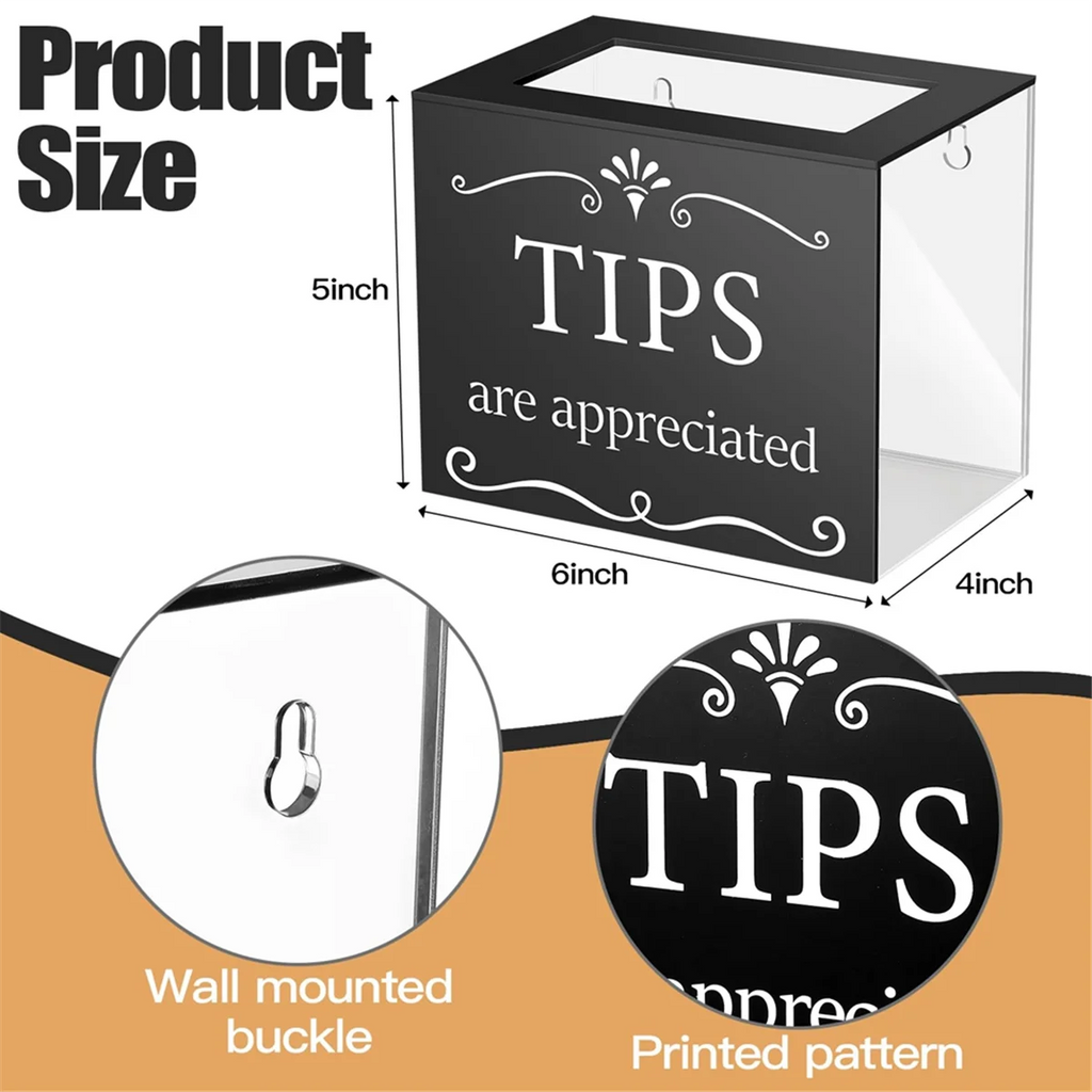 Tip Jars for Money Acrylic Cash Box Donation Bucket 6x4x5 Inch Storage Container Suggestion Raffle – Practical Home Organization with Functional, Easy-Use Details