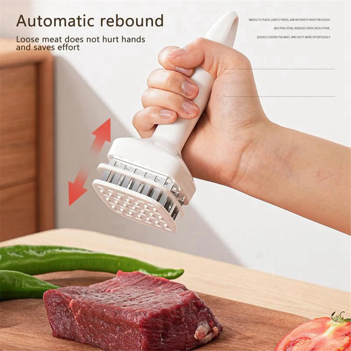 Meat Tenderizer Needle Stainless Steel Prongs Food Grade 5.5x5.5x17cm White – Durable Stainless Steel Construction with Functional, Easy-Use Details