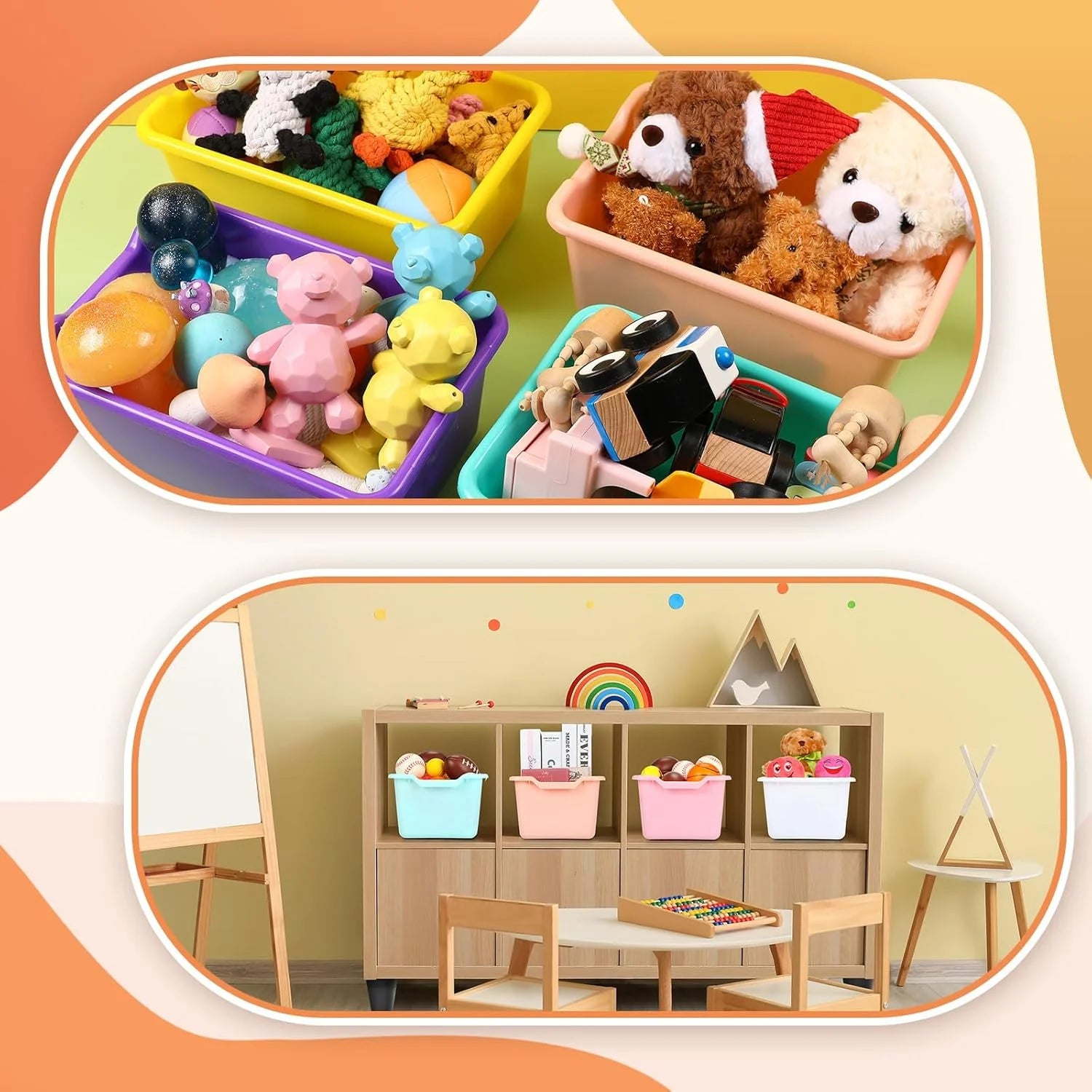 24 Pcs Plastic Cubby Bins Classroom Cubby Organization Book Bins for Classroom Bulk Toy Storage Baskets Stackable Assorted Colors Storage Containers for Home Office School Nursery Playroom – Stackable Organization with Functional, Easy-Use Details