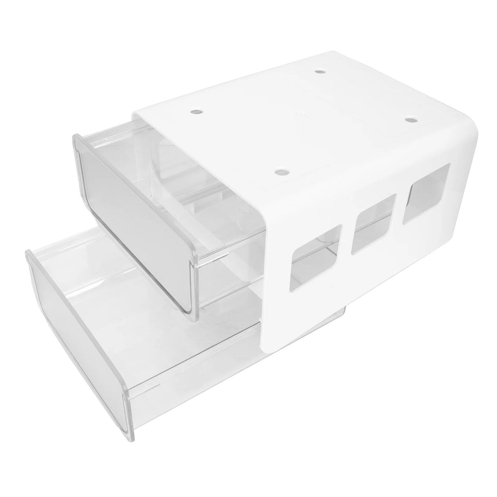 Double Storage Box Desktop Boxes Bins Table Shelf Office White – Everyday Household Format with Functional, Easy-Use Details