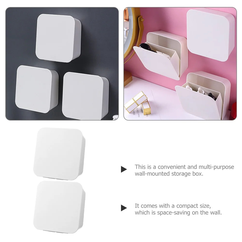 2 Pcs Wall-mounted Boxes Small Apartment Storage Box 14x5.5x14cm White – Space-Saving Hanging Design with Functional, Easy-Use Details