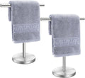 T-Shape Bath Hand Towel Holder Stand Stainless Steel Free Standing Hand Towel Rack with Heavy Base for Bathroom Kitchen & Countertop Silver 2 Pack – Durable Stainless Steel Construction with Functional, Easy-Use Details