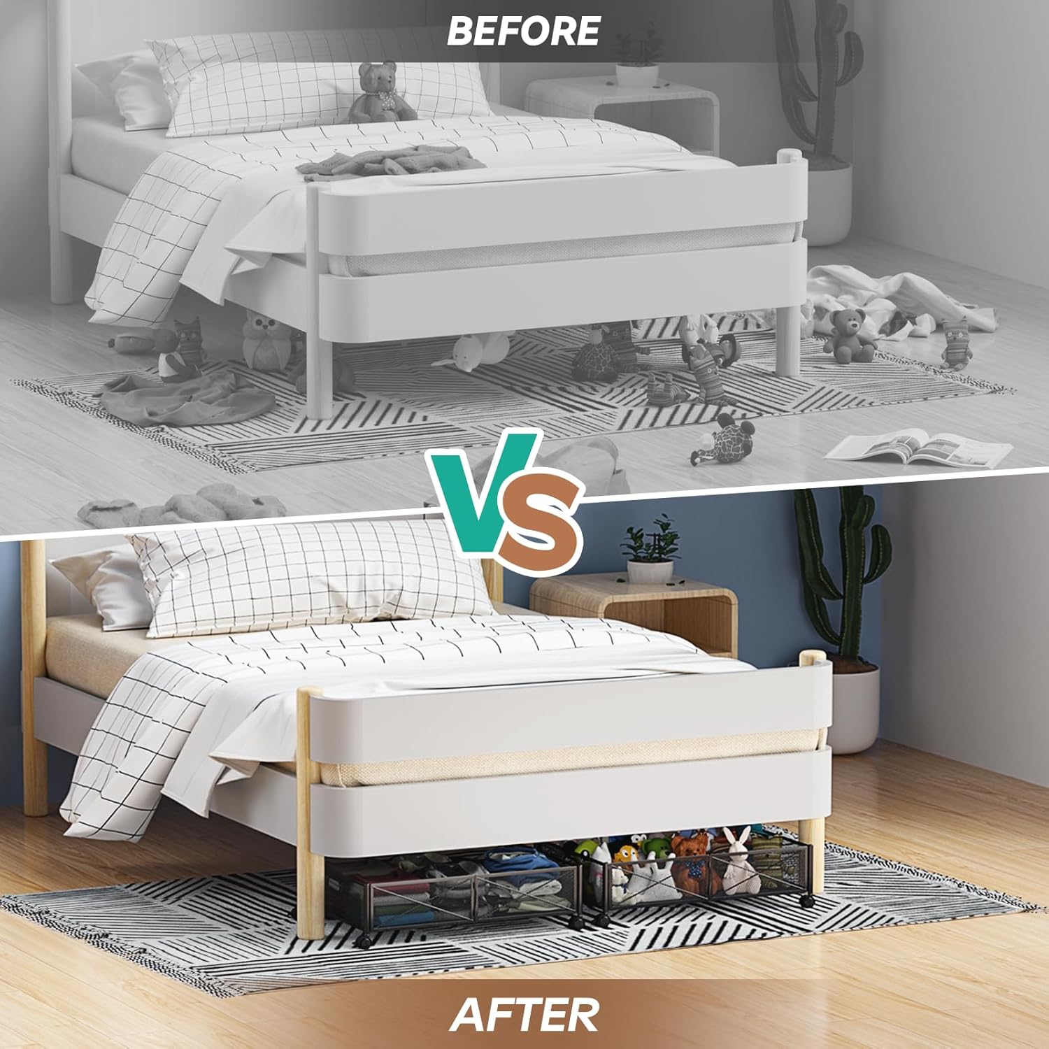 Under Bed Storage Containers with Wheels - Shoe Storage Organizer Drawer Tool-free Assembly Metal Underbed Storage for Bedroom Clothes Shoes Blankets - 2Pack – Everyday Household Format with Functional, Easy-Use Details