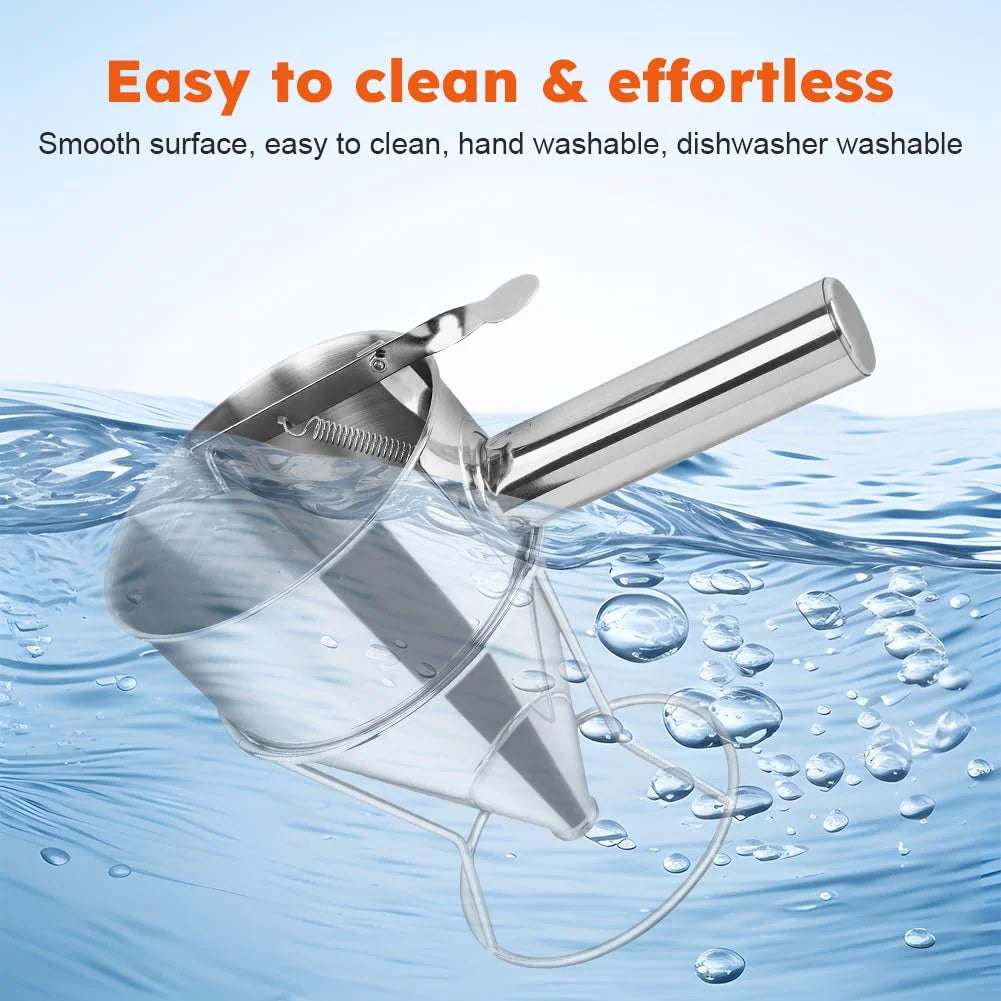 Stainless Steel Pancake Batter Dispenser with Squeeze Handle Kitchen Funnel Tools Pancake Dispenser for Pancakes Cupcakes Takoyaki and Baked Goods – Convenient Carry Handles with Functional, Easy-Use Details