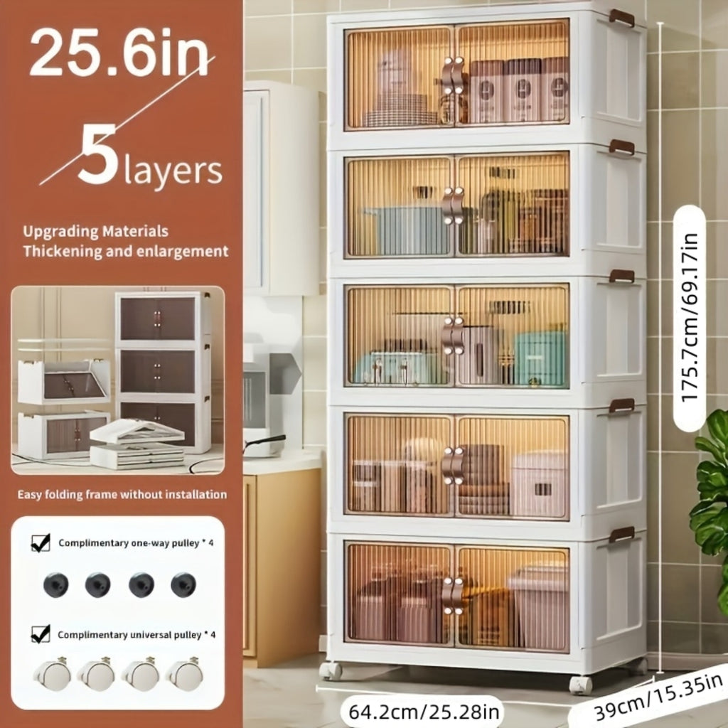 5-layer folding storage box magnetic cabinet door plastic drawer storage rack suitable for bedrooms study rooms toy rooms offices easy and convenient to move multi-layer storage box – Practical Home Organization with Functional, Easy-Use Details