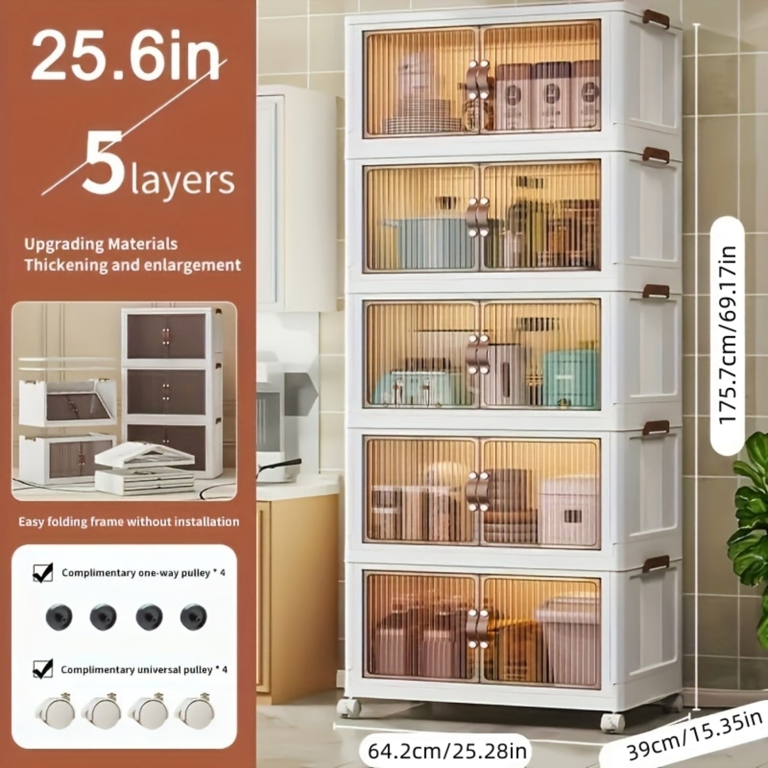 5-layer folding storage box magnetic cabinet door plastic drawer storage rack suitable for bedrooms study rooms toy rooms offices easy and convenient to move multi-layer storage box – Practical Home Organization with Functional, Easy-Use Details