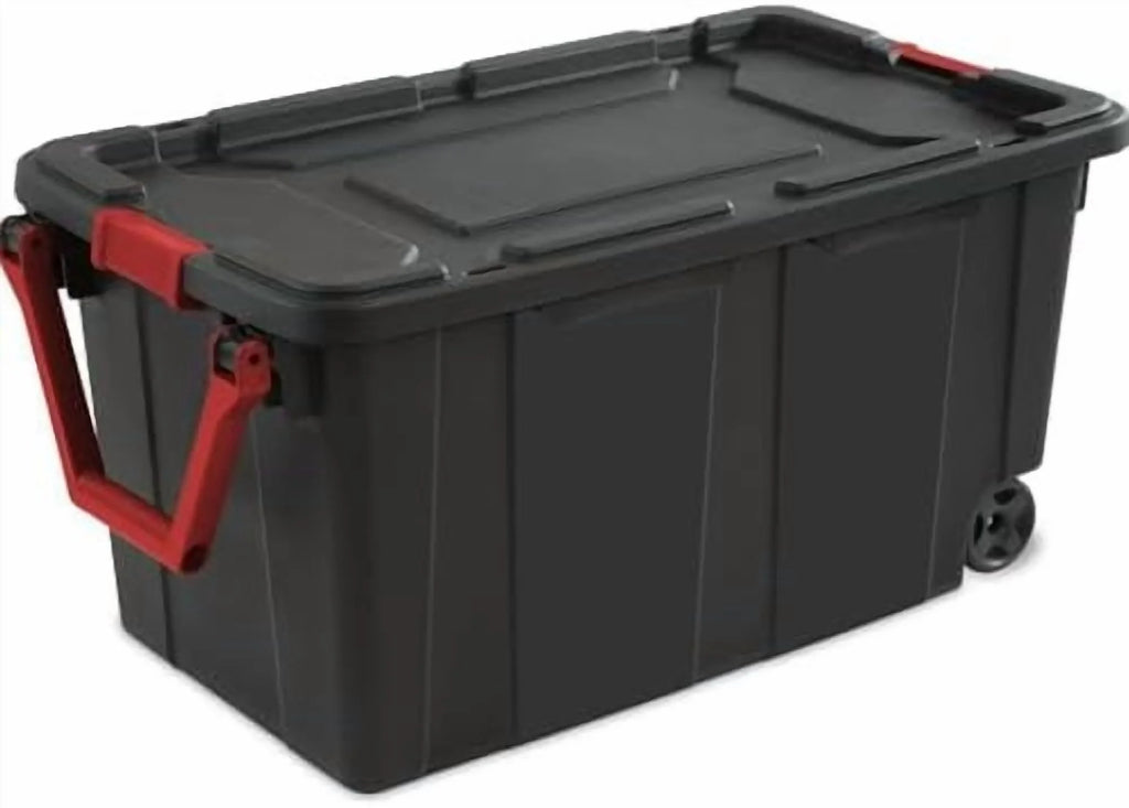 Black 40 Gallon Wheeled Plastic Storage Container with Handle 2 Pack$$Office – Convenient Carry Handles with Functional, Easy-Use Details