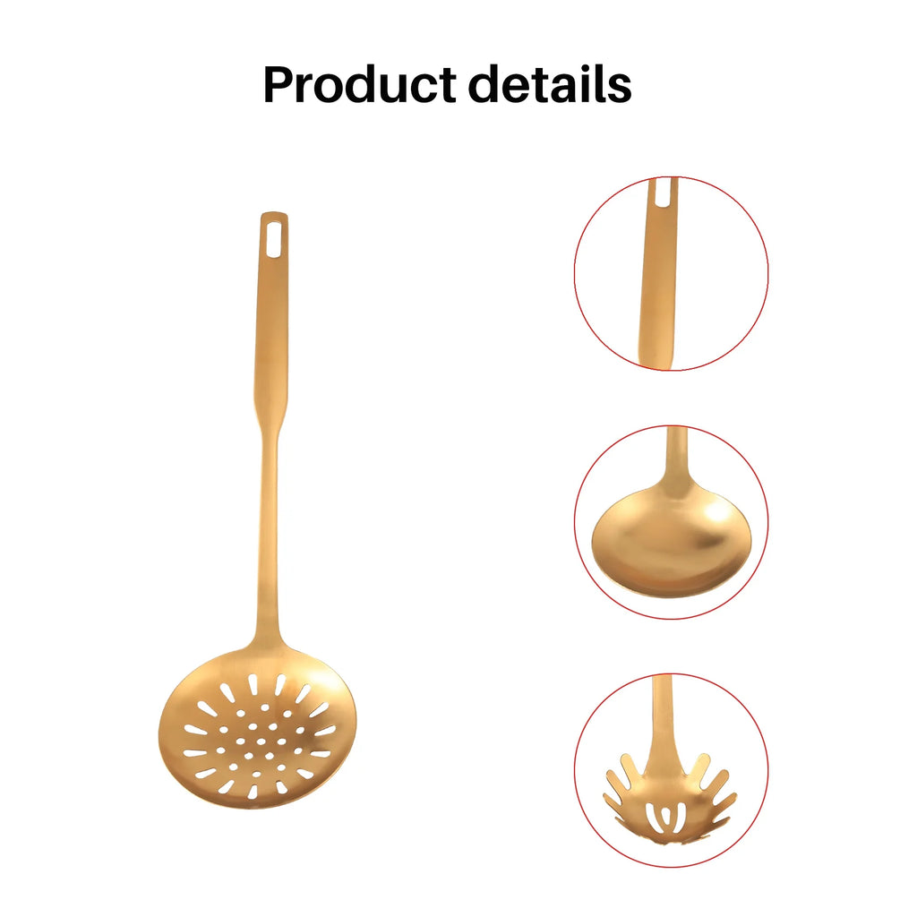 Stainless Steel Kitchen Utensils 5-Piece Cooking Trowel Set Tool Gold – Durable Stainless Steel Construction with Functional, Easy-Use Details