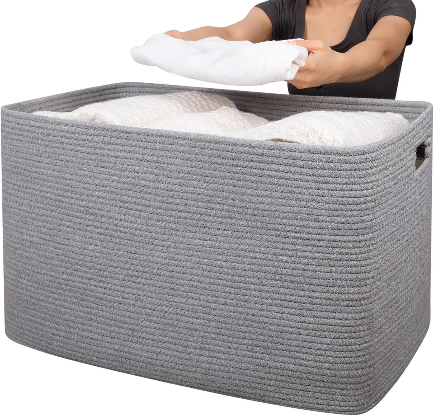 118L XXXLarge Cotton Rope Storage Basket Oversized Blanket Basket Used for Organizing Dirty Clothes in Living Room Bedroom Nursery Dog Toy Storage Bins 25" x 17" x 16",Grey – Practical Home Organization with Functional, Easy-Use Details