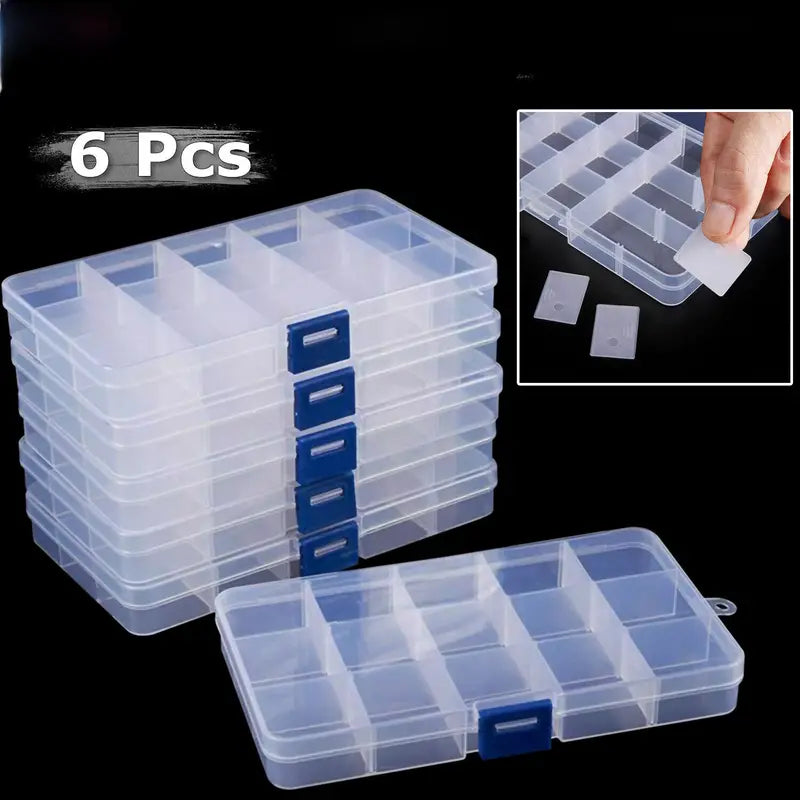 [Clear Jewelry Box] 6pcs Clear Jewelry Box | Plastic Bead Storage Craft Container Earrings Organizer – Clear-View Organization with Functional, Easy-Use Details
