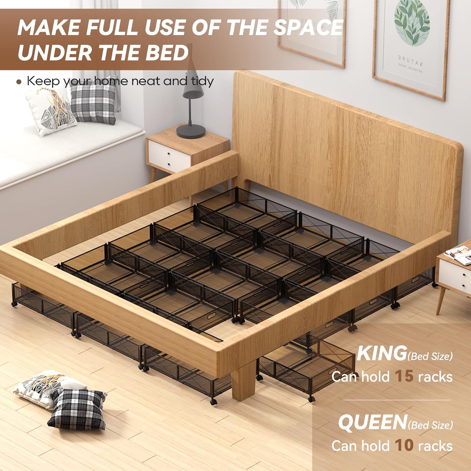 Under Bed Storage Containers with Wheels - Shoe Storage Organizer Drawer Tool-free Assembly Metal Underbed Storage for Bedroom Clothes Shoes Blankets - 2Pack – Everyday Household Format with Functional, Easy-Use Details