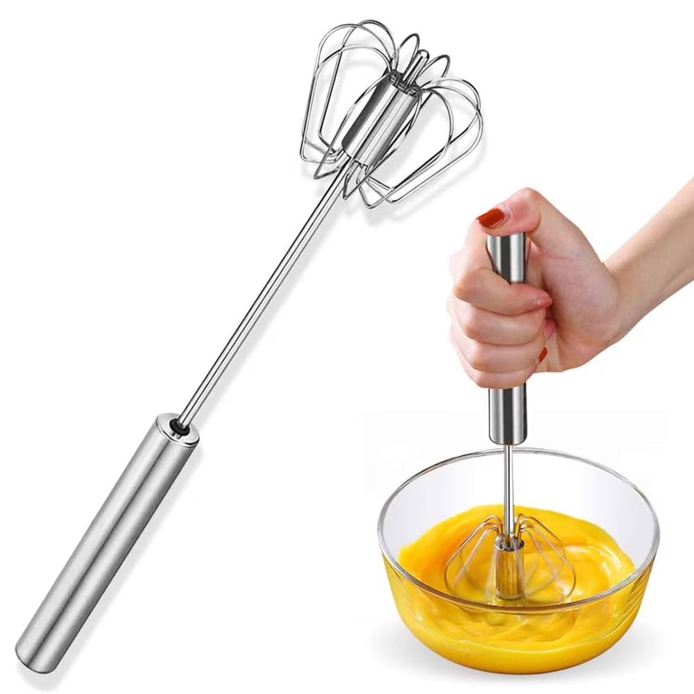 Egg Whisk,2 Pack Stainless Steel Home Kitchen Tool Hand Easy Whisk Egg Beater Manual Mixer Blender for Whisking Beating & Stirring. – Durable Stainless Steel Construction with Functional, Easy-Use Details