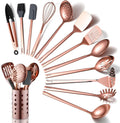 Copper Kitchen Utensils Set,13 Pieces Stainless Steel Cooking Utensils Set with – Durable Stainless Steel Construction with Functional, Easy-Use Details