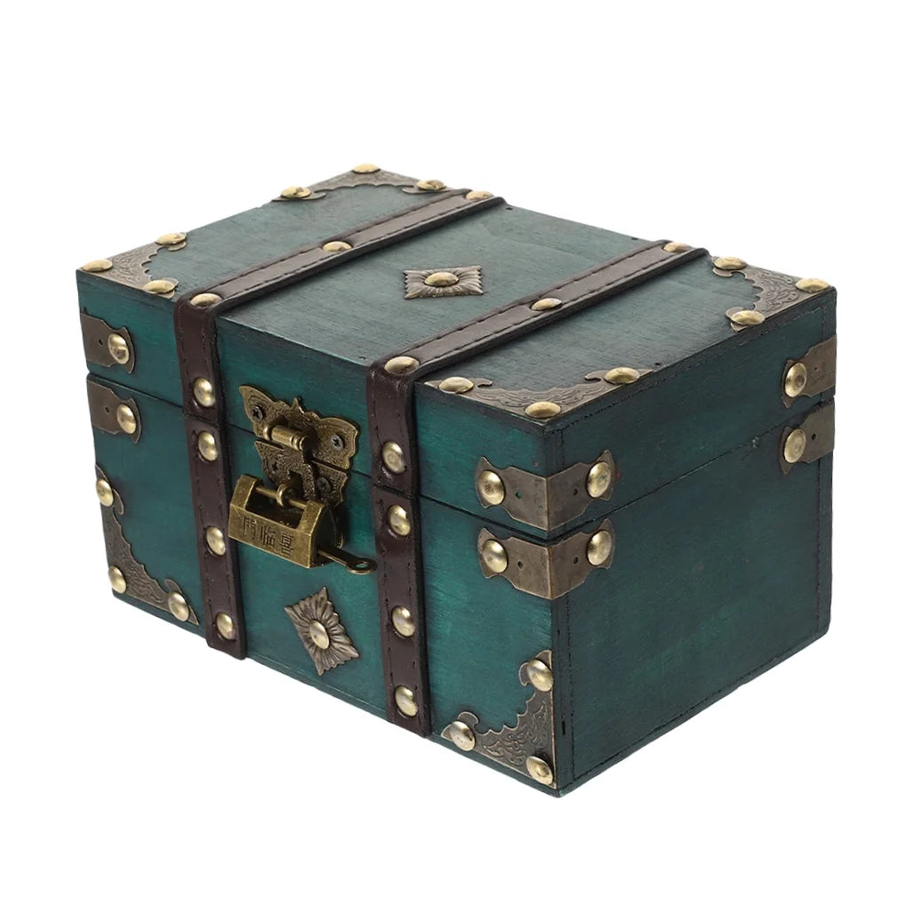 Wooden Storage Box Keepsake Stash Photo Treasure Chest Crate Dark Green – Natural-Look Construction with Functional, Easy-Use Details