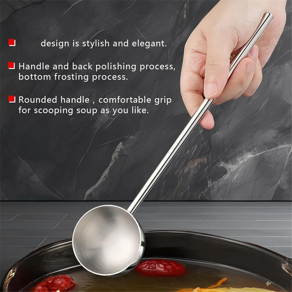 Small Soup Ladle Stainless Steel Metal Deep Spoon with Pour Spout 2 Oz Long Handle Gravy Ladles Heat- 10.5 Inch – Convenient Carry Handles with Functional, Easy-Use Details