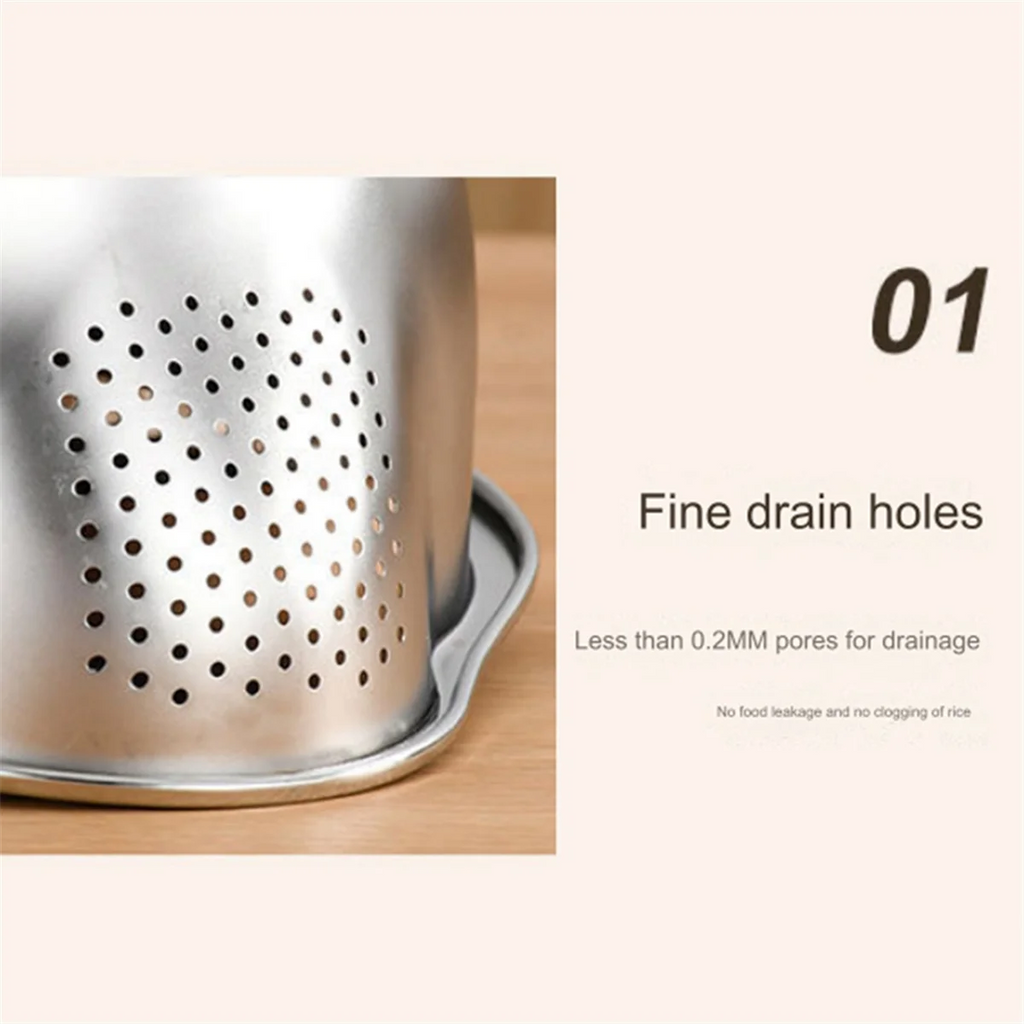 Rice Washer Strainer Bowl Stainless Steel Washing Colander Fruit and Vegetable Kitchen Tool A – Durable Stainless Steel Construction with Functional, Easy-Use Details