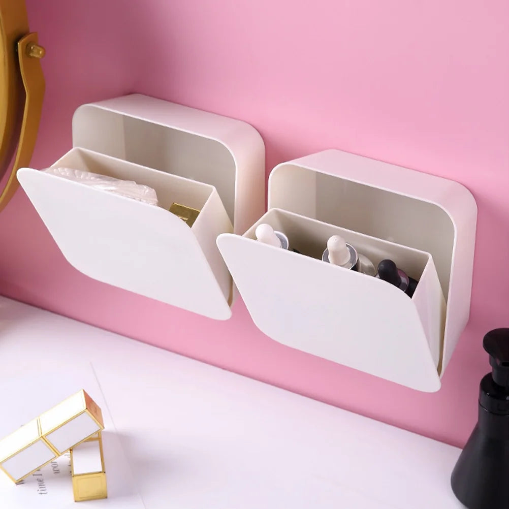 2 Pcs Wall-mounted Boxes Small Apartment Storage Box 14x5.5x14cm White – Space-Saving Hanging Design with Functional, Easy-Use Details