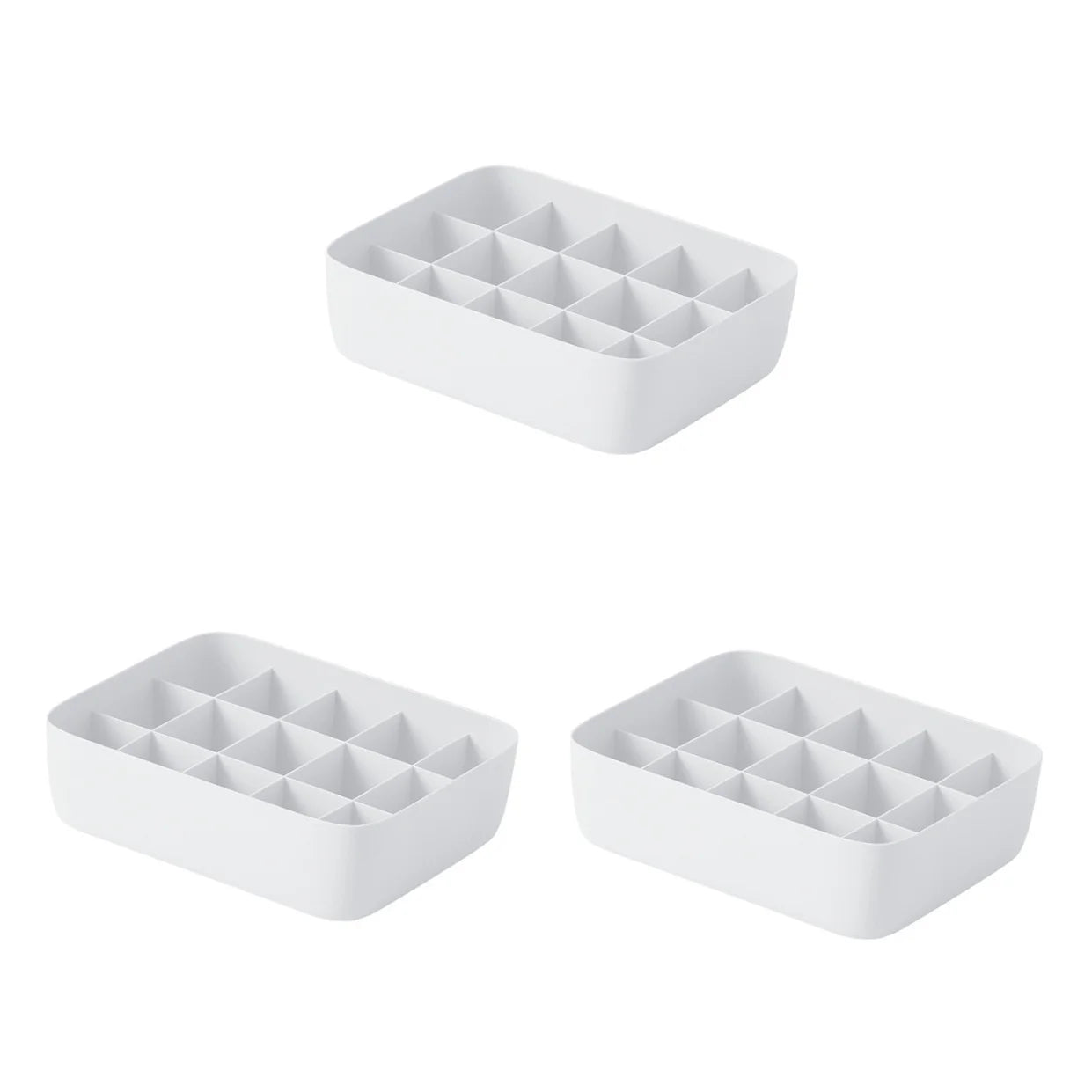 3pcs Underwear Storage Box Plastic Storage Basket Stackable Storage Container with 15-Compartment Divider for Bra Panties Socks(White) – Multiroom Organization Format with Functional, Easy-Use Details