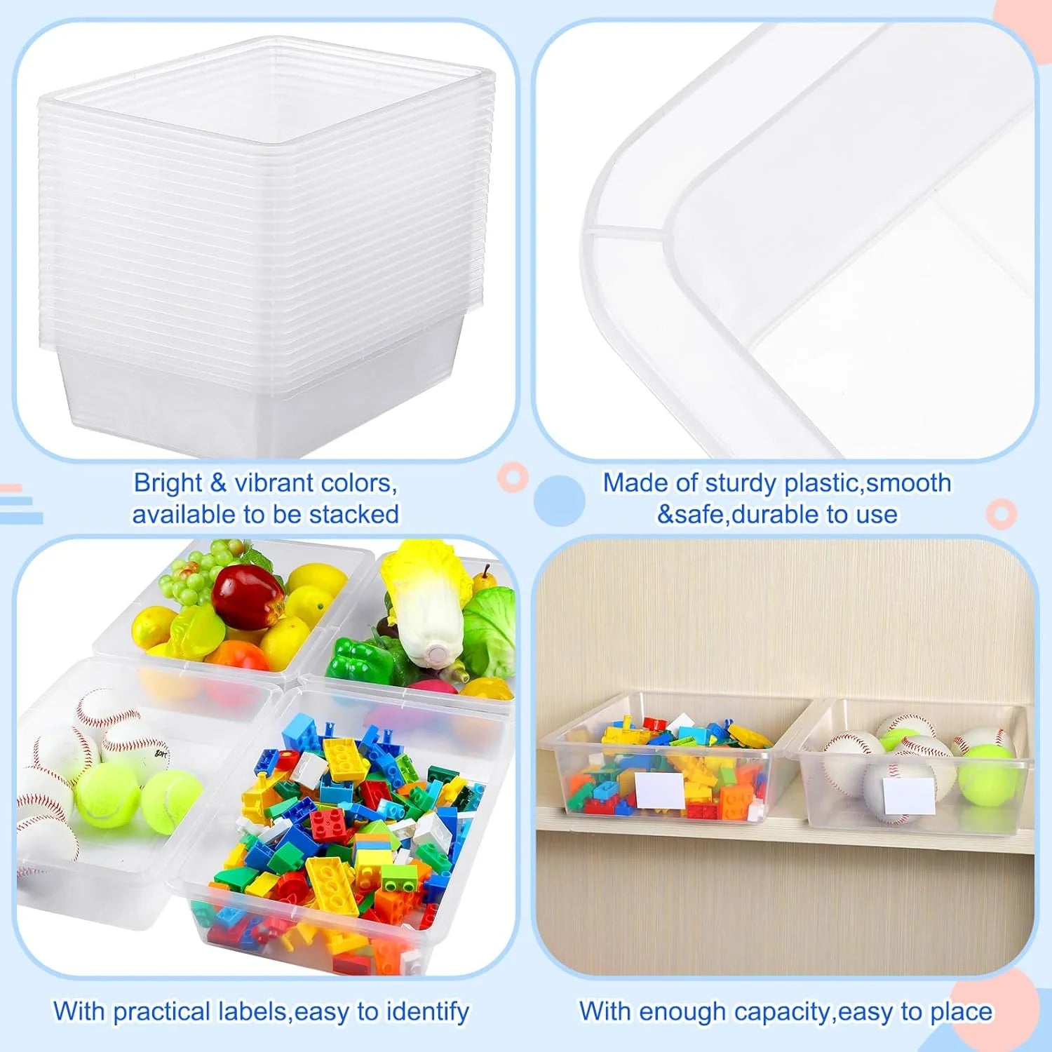 24 Pcs Plastic Cubby Storage Bins Classroom Cubby Organization with Self Adhesive Labels Bin Small Stackable Storage Containers Toy Book Box for School(14 x 10 x 3 Inch,Clear) – Everyday Household Format with Functional, Easy-Use Details