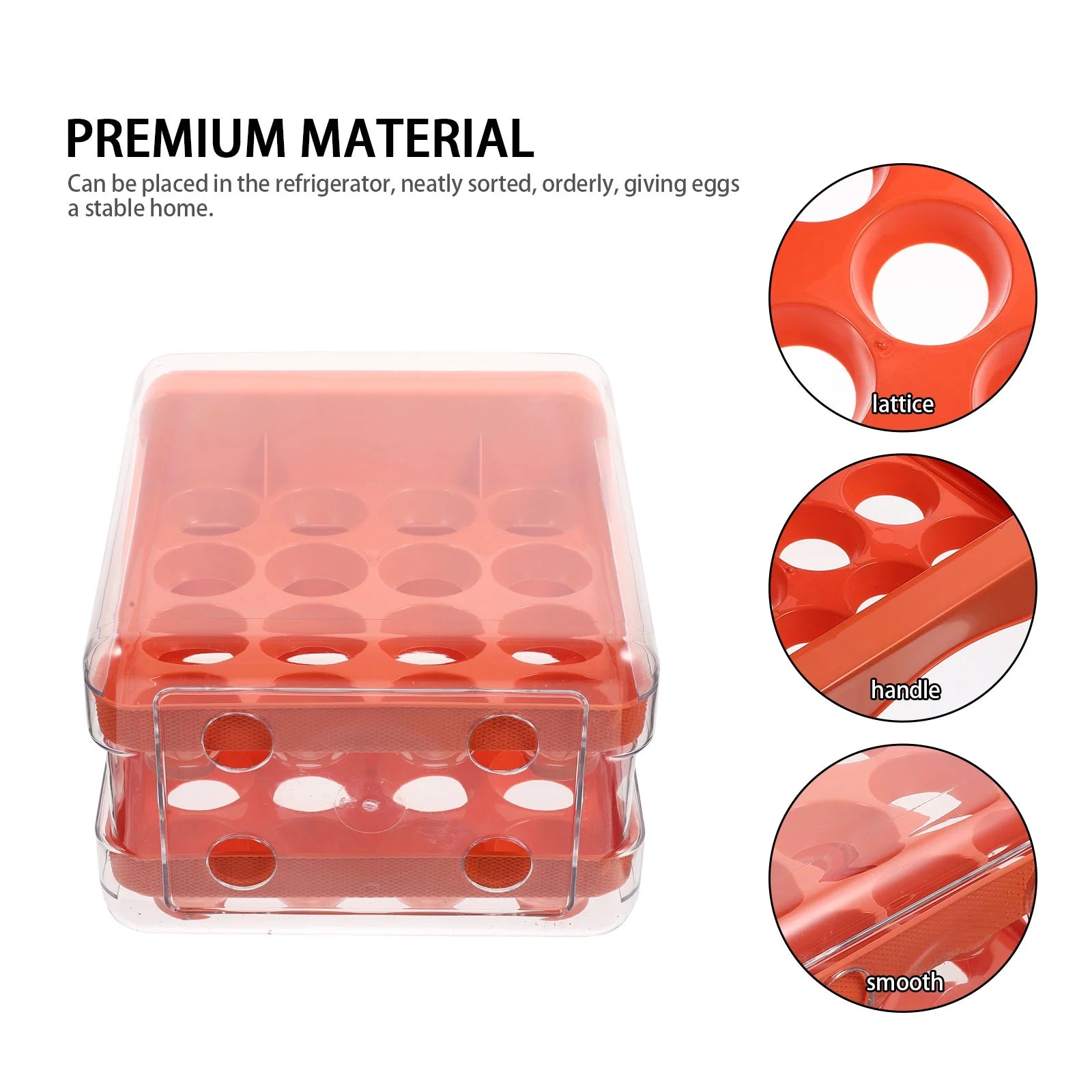 Holder Decor Egg Storage Box Egg Storage Shelf 21.5x22.5x14cm Orange – Practical Home Organization with Functional, Easy-Use Details