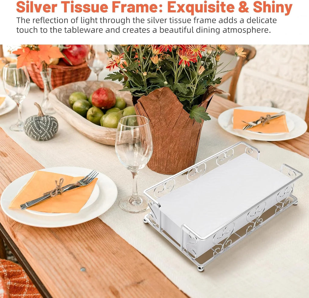 Napkin Holder & Guest Towel Tray - Stainless Steel Disposable Paper Towel Dispenser for Bathroom Table Kitchen Countertop Dinner Table Vanity – Durable Stainless Steel Construction with Functional, Easy-Use Details