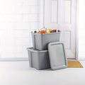 2-Pack 18 Gallon Heavy-Duty Plastic Storage Bins with Snap-On Lids - Durable Stackable Gray Organizers for Home Garage Pantry & Office - Space-Saving Rectangular Design with Reinforced Handles – Stackable Organization with Functional, Easy-Use Details