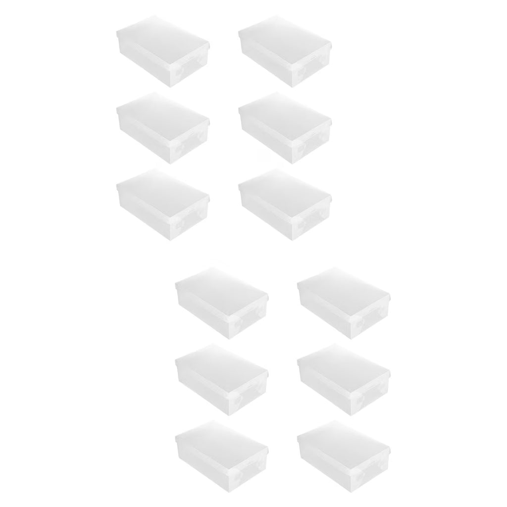 12 PCS Shoes Boxes Transparent Shoes Cases Plastic Storage Box Shoes Container for Home Shop 28x18x10cm – Clear-View Organization with Functional, Easy-Use Details