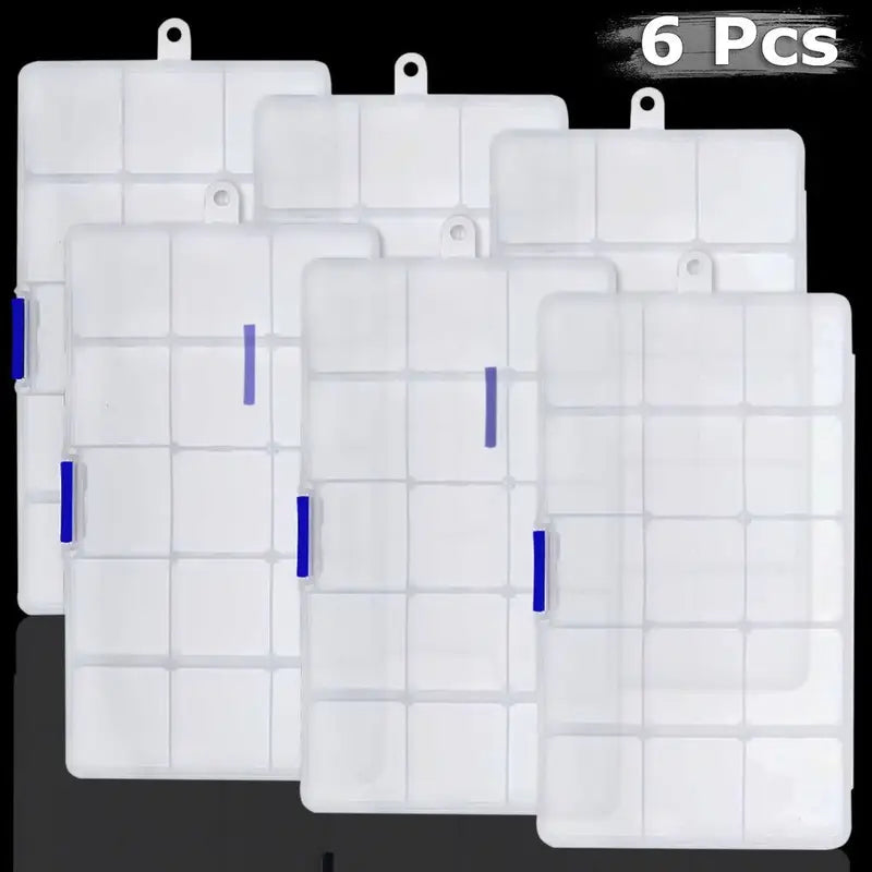 [Clear Jewelry Box] 6pcs Clear Jewelry Box | Plastic Bead Storage Craft Container Earrings Organizer – Clear-View Organization with Functional, Easy-Use Details