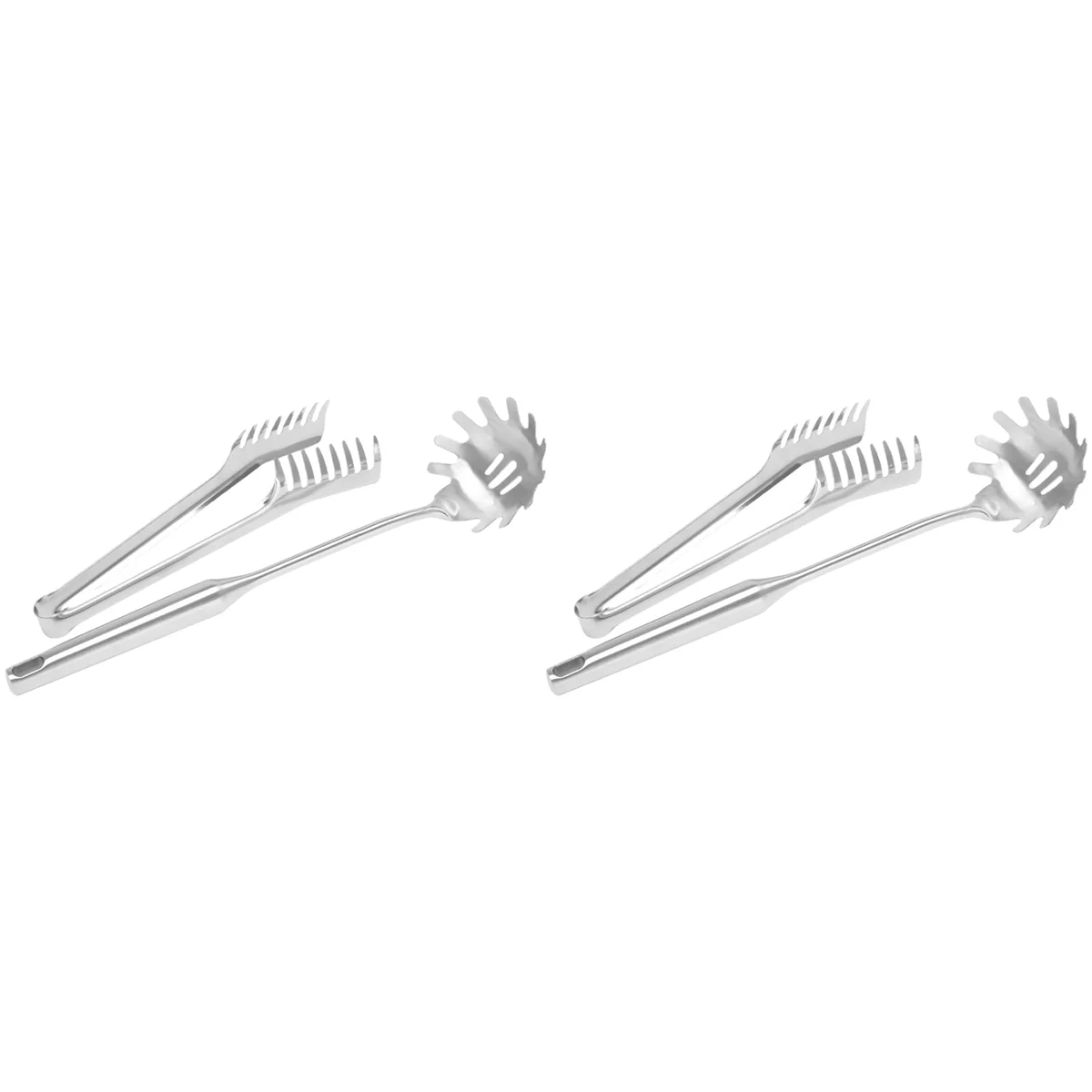 4 Pieces Stainless Steel Spaghetti Server Set Stainless Steel Spaghetti Pasta Tong Pasta Spoon Server Fork,2 x clip 2 x spoon,Silver – Durable Stainless Steel Construction with Functional, Easy-Use Details