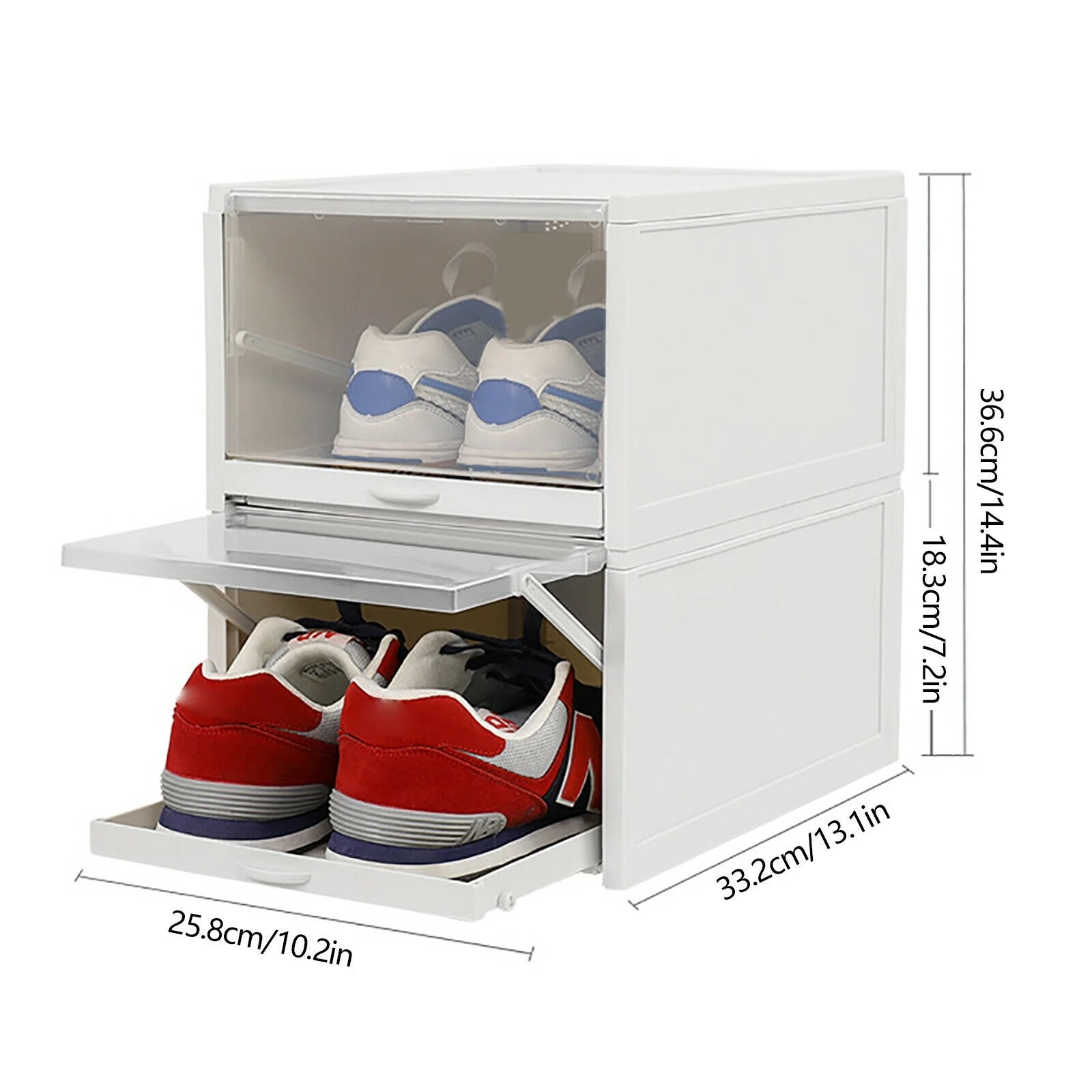 3pcs Foldable Shoe Box Push Drawer Type Storage Organizer Shoe Box Clear Cover Stackable Shoe Storage Box Gray Sneaker Case Stackable Container W/Drawer Push Pull Transparent Shoe Box – Foldable Space-Saving Design with Functional, Easy-Use Details
