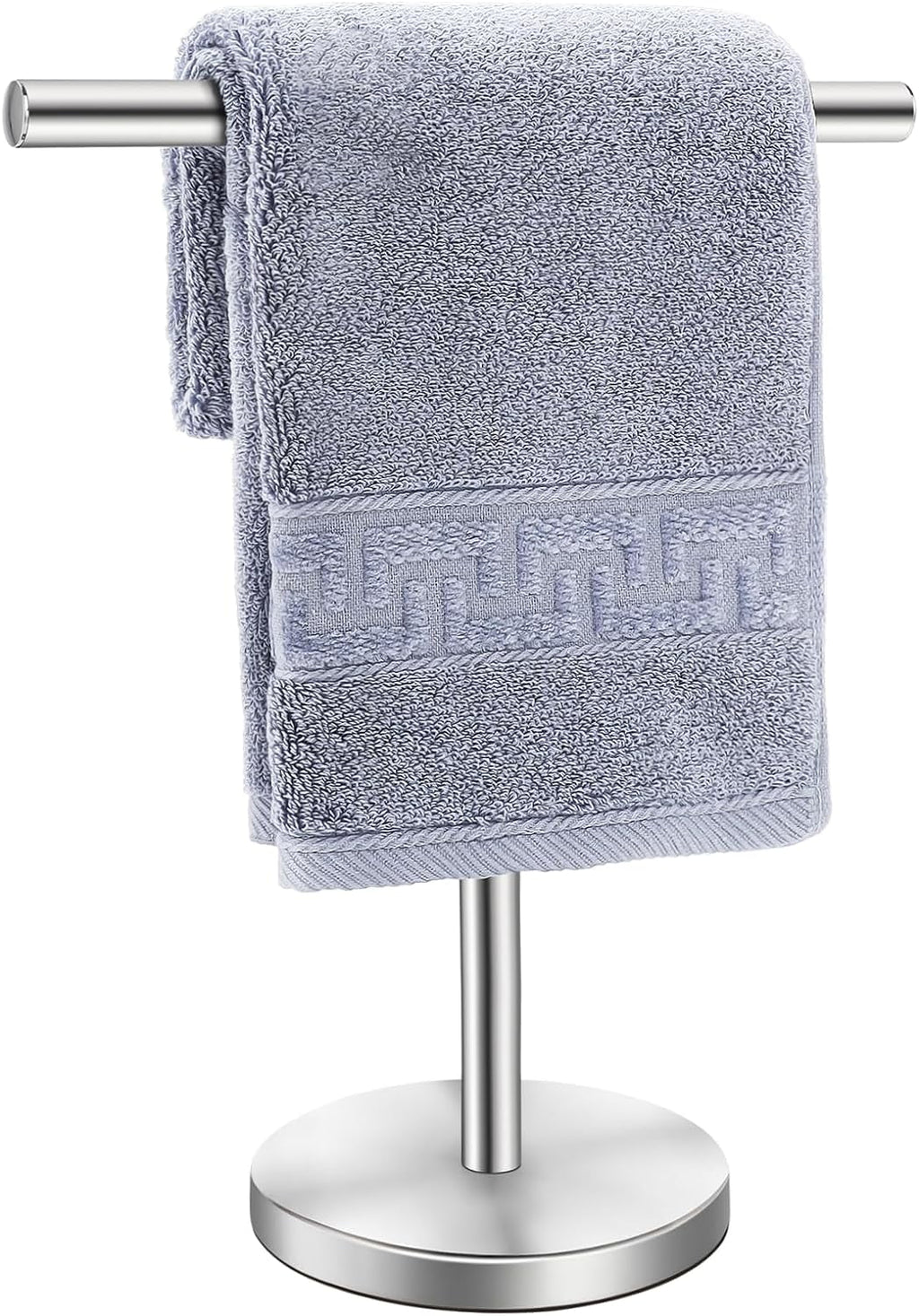 T-Shape Bath Hand Towel Holder Stand Stainless Steel Free Standing Hand Towel Rack with Heavy Base for Bathroom Kitchen & Countertop Silver 2 Pack – Durable Stainless Steel Construction with Functional, Easy-Use Details