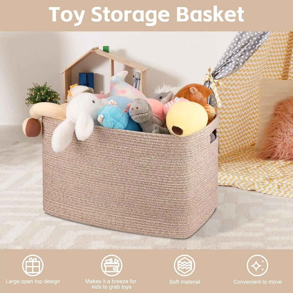 118L XXXLarge Cotton Rope Storage Basket Oversized Blanket Basket Used for Organizing Dirty Clothes in Living Room Bedroom Nursery Dog Toy Storage Bins 25" x 17" x 16",Grey – Practical Home Organization with Functional, Easy-Use Details