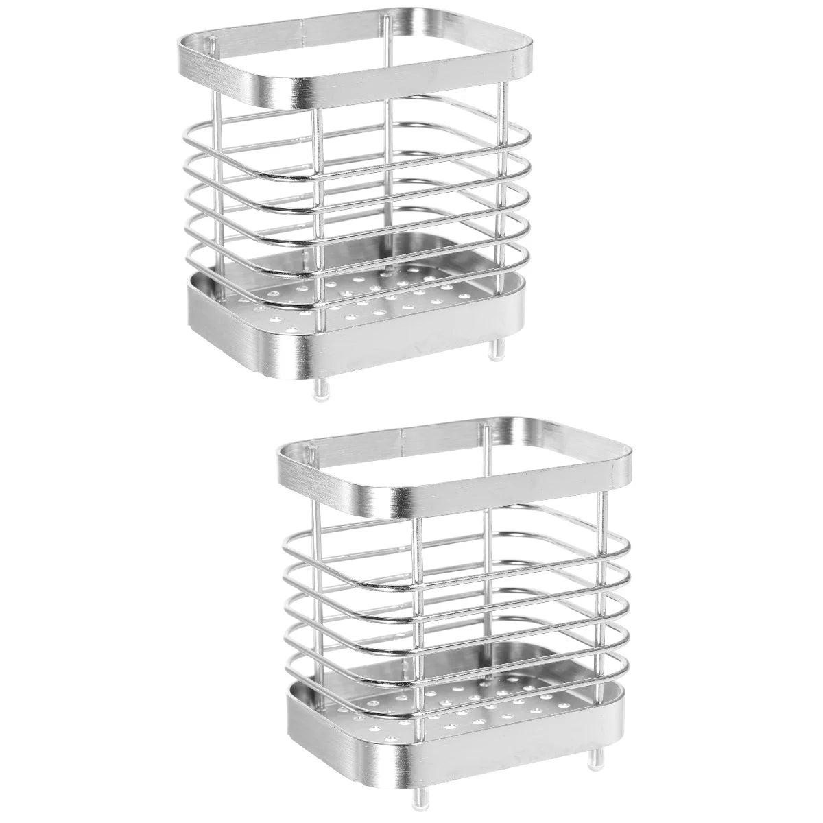unbranded 2pcs Stainless Steel Cutlery Holder Kitchen Worktop Spoon Stand Space-saving Kitchen Utensil Holder – Durable Stainless Steel Construction with Functional, Easy-Use Details