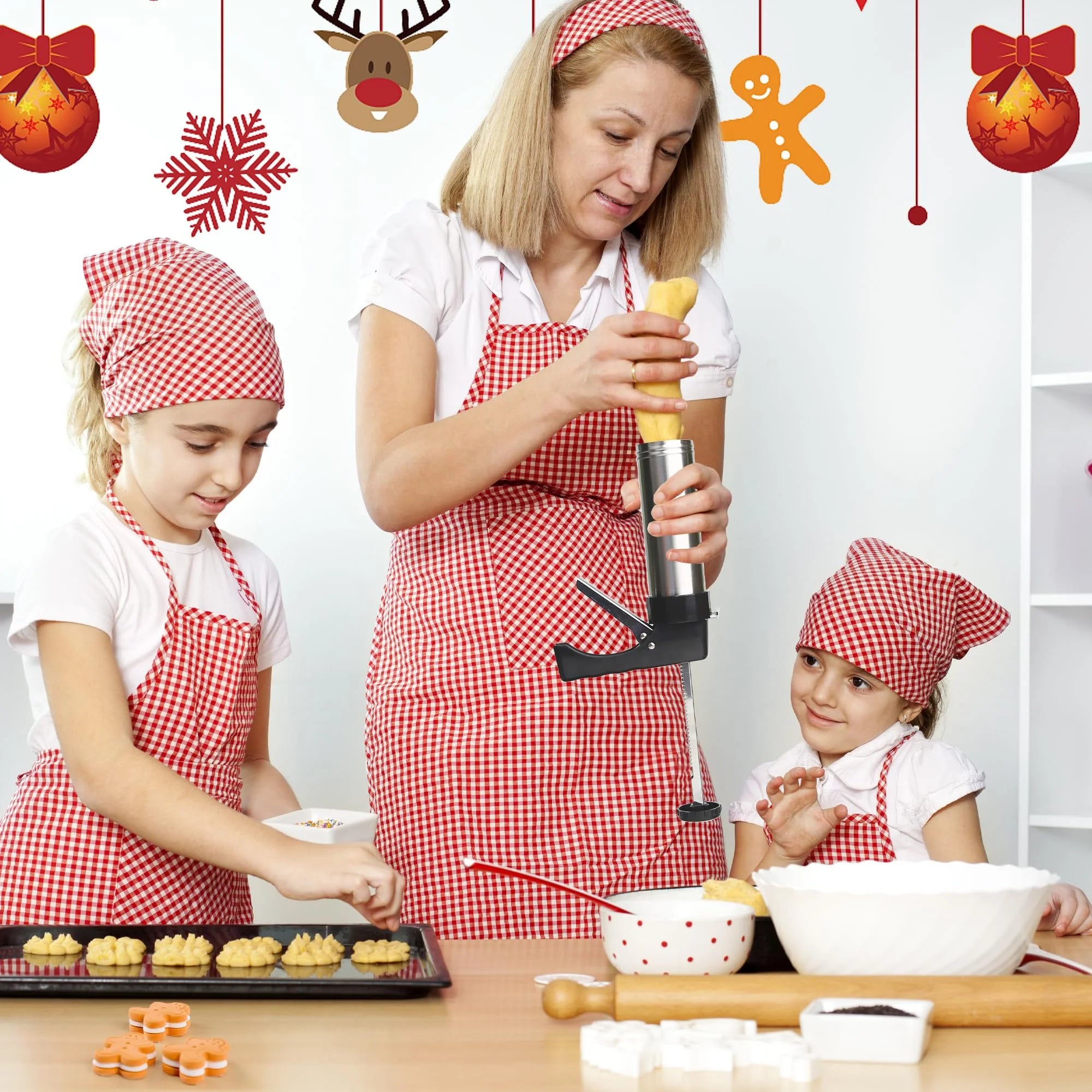 Stainless Steel Cookies Press Cookies Press for Baking,Cookie Press Gun Kit with 13 Cookie Discs and 8 Piping Tips for DIY cake Maker Decorating Baking Supplies – Durable Stainless Steel Construction with Functional, Easy-Use Details