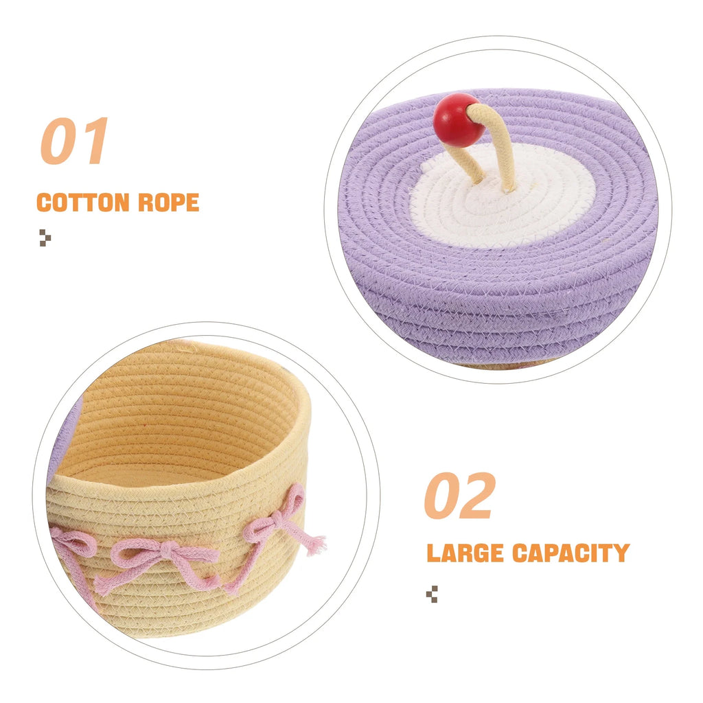 Woven Cotton Rope Basket With Lid Jewelry Storage Box Cute Basket Cotton Rope Basket Storage Woven Basket Woven Rope Basket Bathroom Basket Organizer – Secure Lid Design with Functional, Easy-Use Details