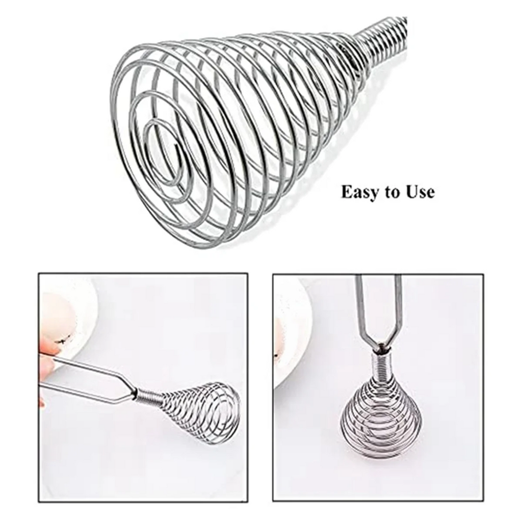 Stainless Steel Spring Coil Whisk Wire Whip-Cream Egg Beater -Cream Hand Mixer Kitchen Tool Accessories for Mixing – Durable Stainless Steel Construction with Functional, Easy-Use Details