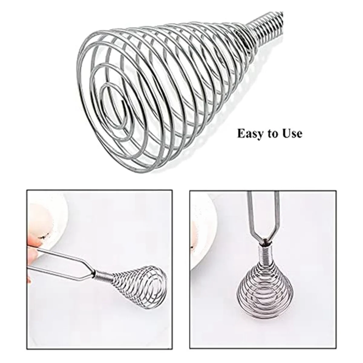 Stainless Steel Spring Coil Whisk Wire Whip-Cream Egg Beater -Cream Hand Mixer Kitchen Tool Accessories for Mixing – Durable Stainless Steel Construction with Functional, Easy-Use Details
