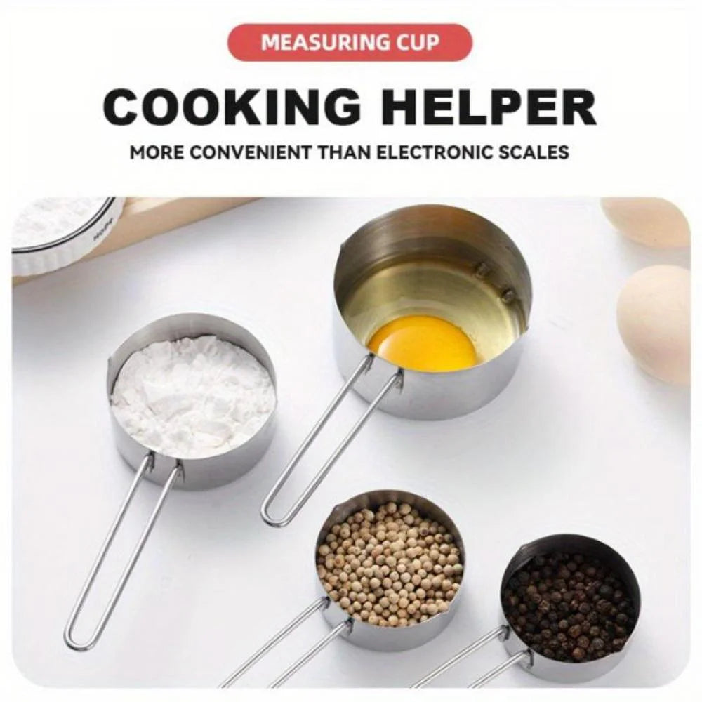 Stainless Steel Measuring Spoons and Measuring Cups Kitchen Tools for Drying and Liquid Ingredients Cooking and Baking Categories Measuring Spoons Measuring Cups Scale Bowls – Durable Stainless Steel Construction with Functional, Easy-Use Details