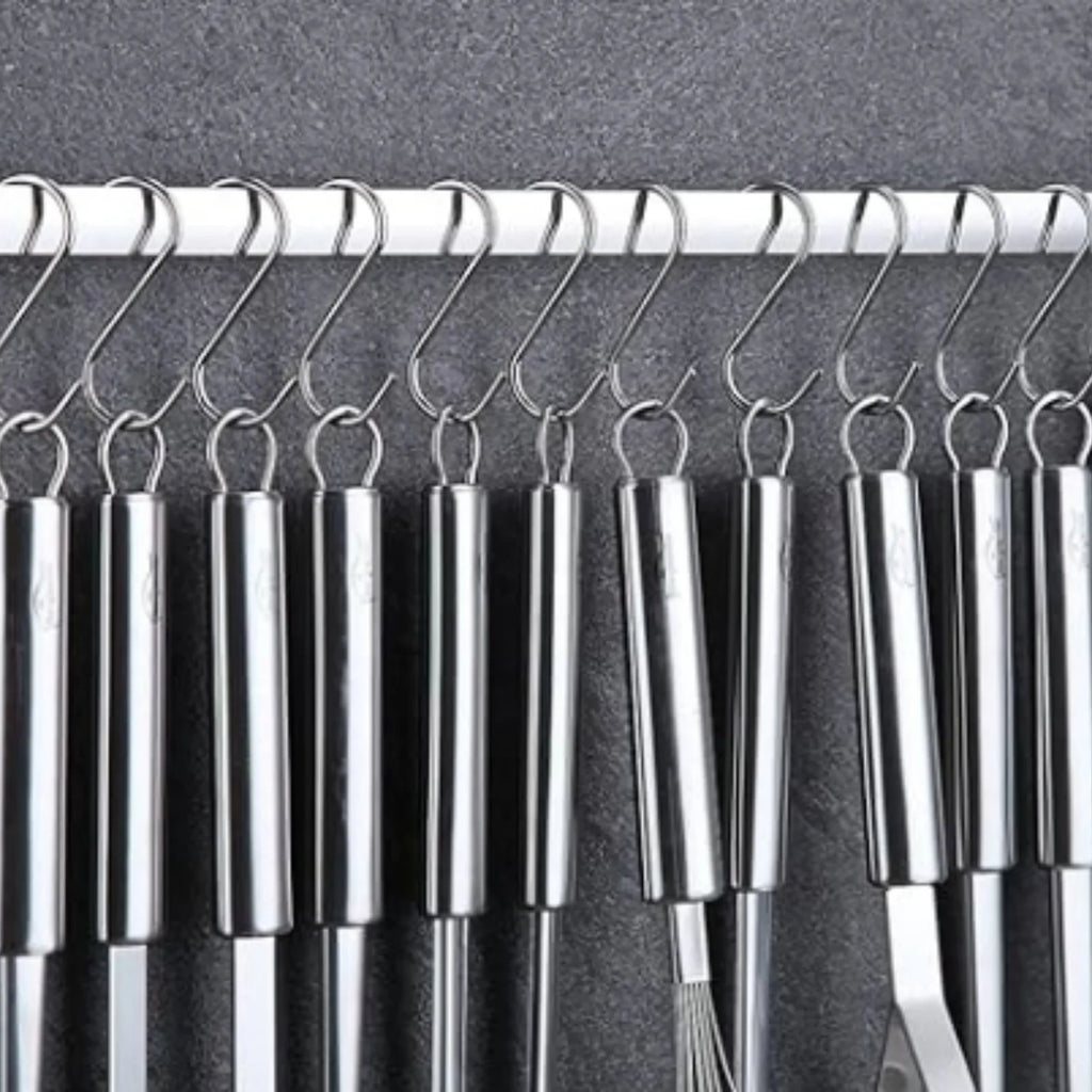 Kitchen Utensils Set 38 Pieces Stainless Steel Cooking Utensils Set Kitchen Gadgets Cookware Kitchen Tool Set with Utensil Holder Rack And Hooks For Hanging Dishwasher Suitable – Space-Saving Hanging Design with Functional, Easy-Use Details