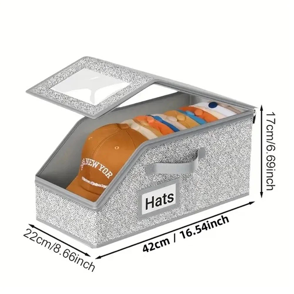4 PCS Stackable Hat Storage for Baseball Caps Hat Storage Boxes for Closet Holds up to 12 Caps with Cardboard Hat Organizer for Women & Men (Grey) – Stackable Organization with Functional, Easy-Use Details