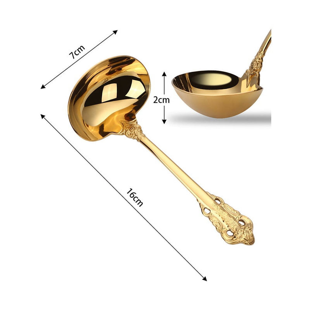 304 Stainless Steel Soup Ladle Cooking Tool Kitchen Gold Plated Spoon – Durable Stainless Steel Construction with Functional, Easy-Use Details