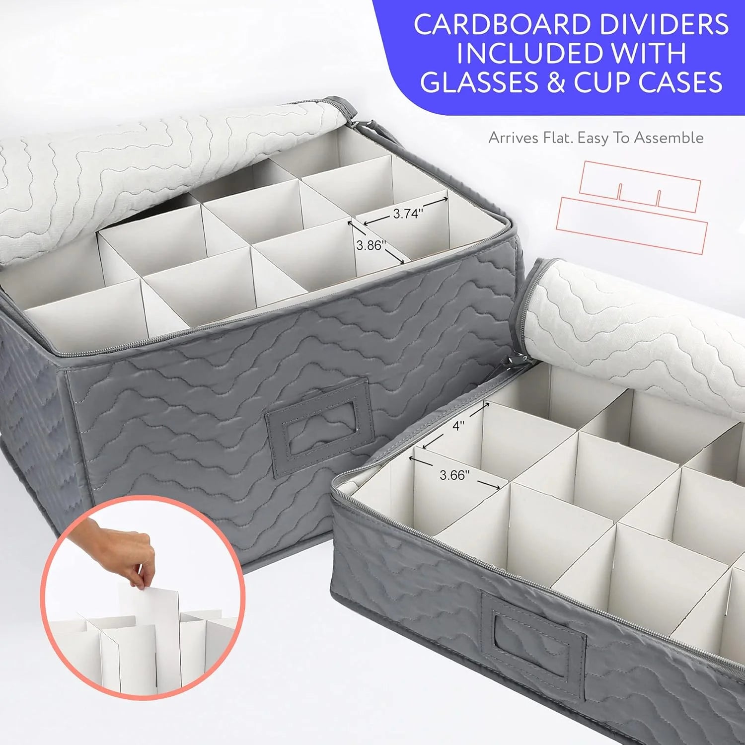 China Storage Containers - Quilted 6-Piece Set Storage Box- Stores Chinaware Stemware Dinnerware Dish Storage Service for 12 48 Pcs Felt Protectors Cardboard Dividers Included – Convenient Multi-Piece Set with Functional, Easy-Use Details