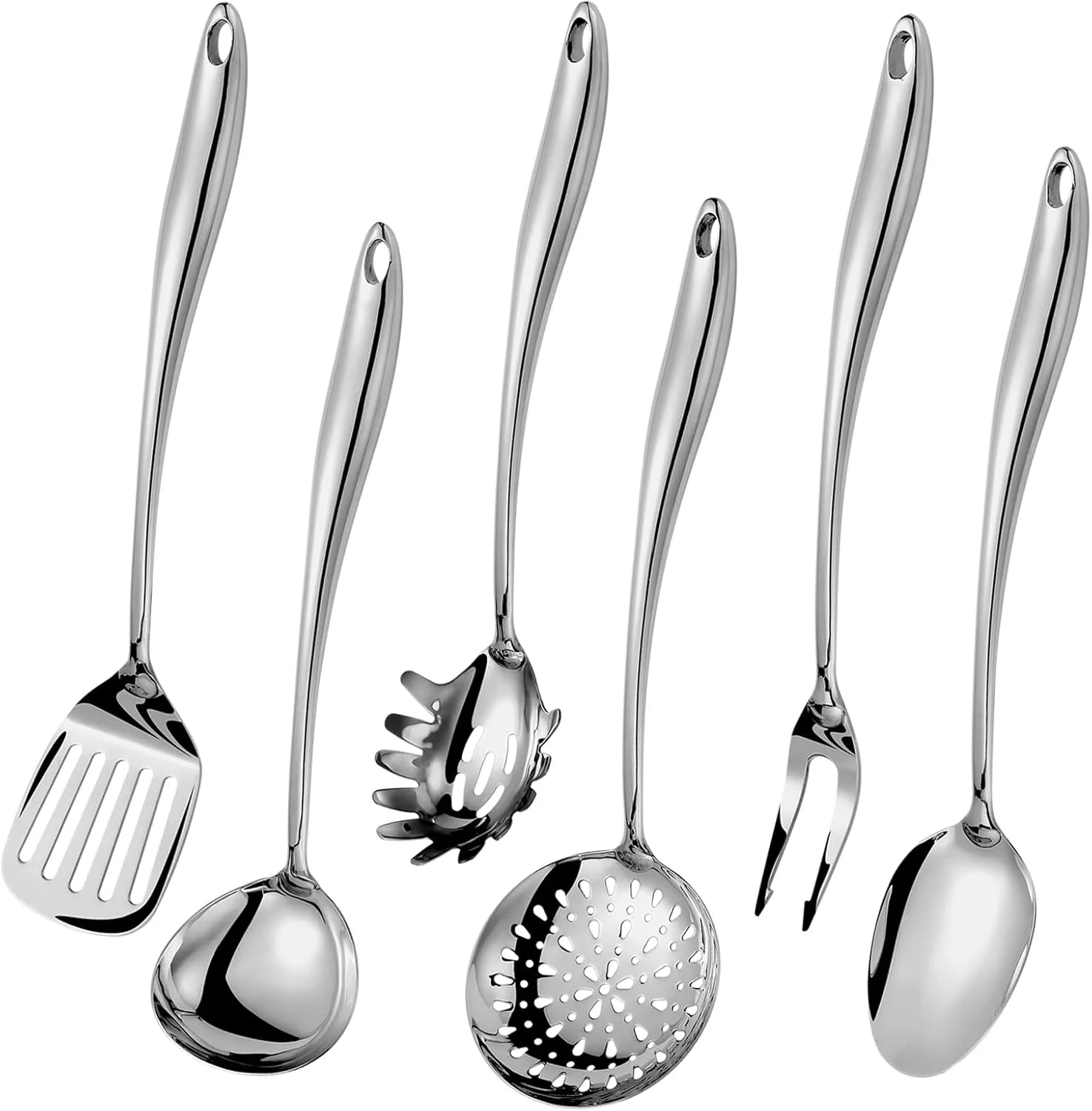 304 Stainless Steel Matte Kitchen Utensils Set 11 Pcs Long Metal Cooking Utensils Set Gold Cooking Utensils Set Dishwasher Suitable – Durable Stainless Steel Construction with Functional, Easy-Use Details
