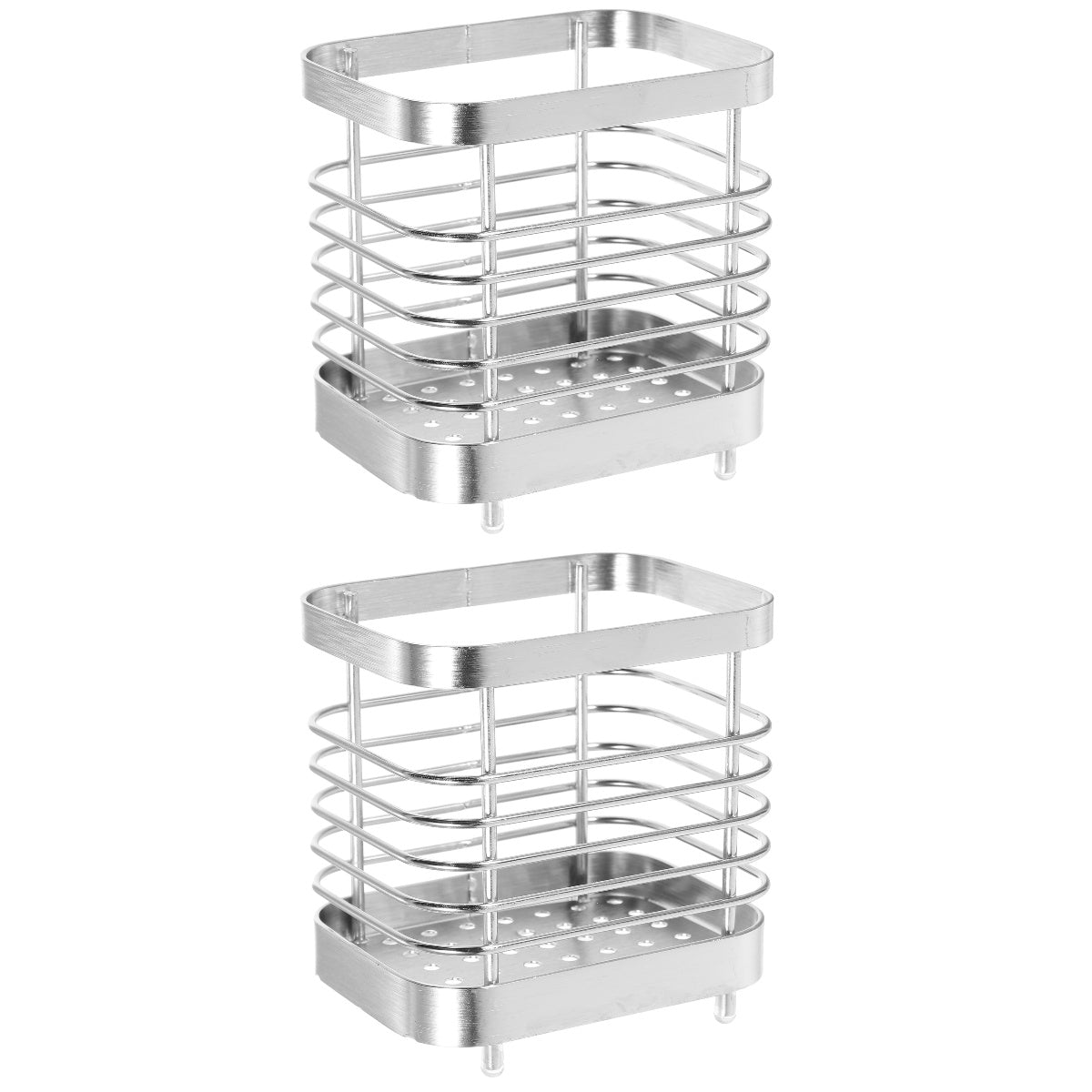 unbranded 2pcs Stainless Steel Cutlery Holder Kitchen Worktop Spoon Stand Space-saving Kitchen Utensil Holder – Durable Stainless Steel Construction with Functional, Easy-Use Details