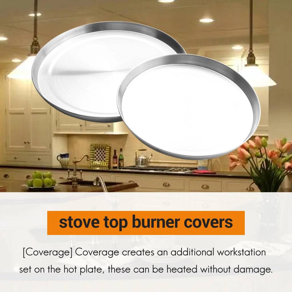4Pcs Stainless Steel Hob Covers Stove Plate Top Cooker Protector Kit Set Utensils 17/21CM Kitchen Accessories – Durable Stainless Steel Construction with Functional, Easy-Use Details